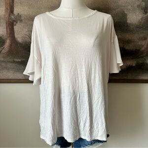 LOFT Soft Off White Short Sleeve Top with Flowy Detail